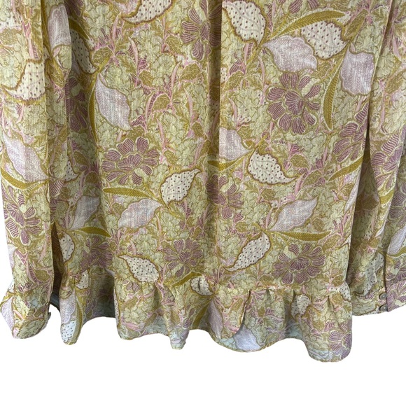 LOGO Lori Goldstein Chiffon Long Sleeve Blouse Sheer Floral Print Size Medium - Picture 8 of 10